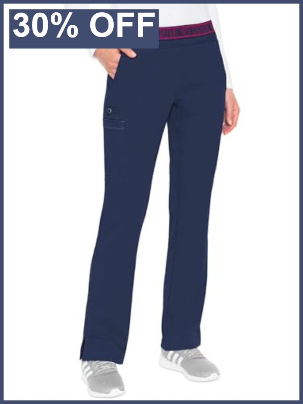Women's Yoga Pull-On Scrubs Pants 7 Pockets Straight Leg